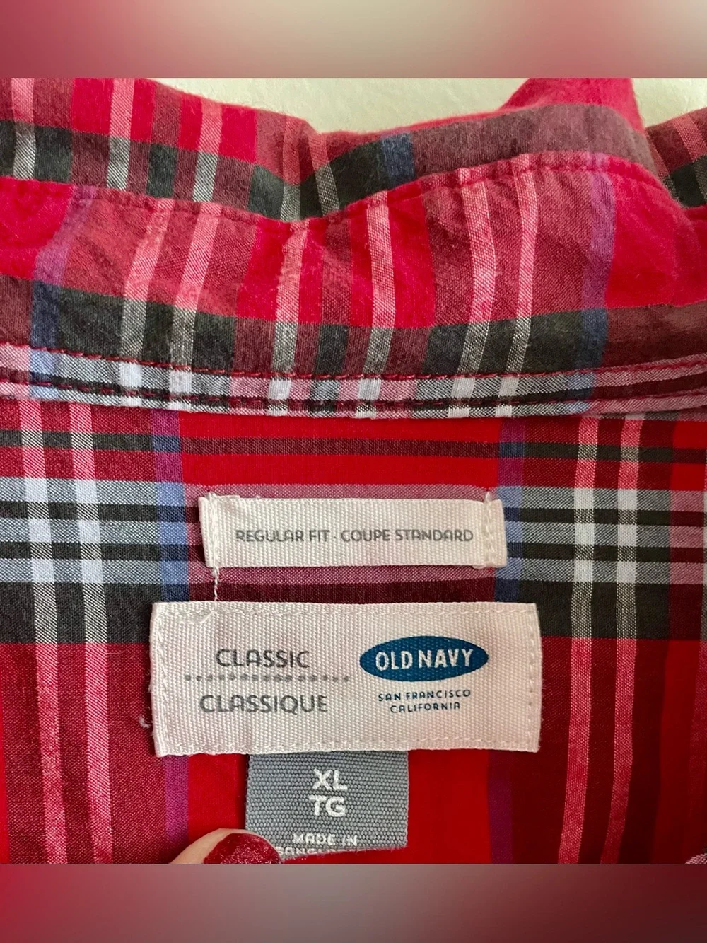 🏕️ Old Navy Red Plaid Button-Down Casual Shirt 🏕️
